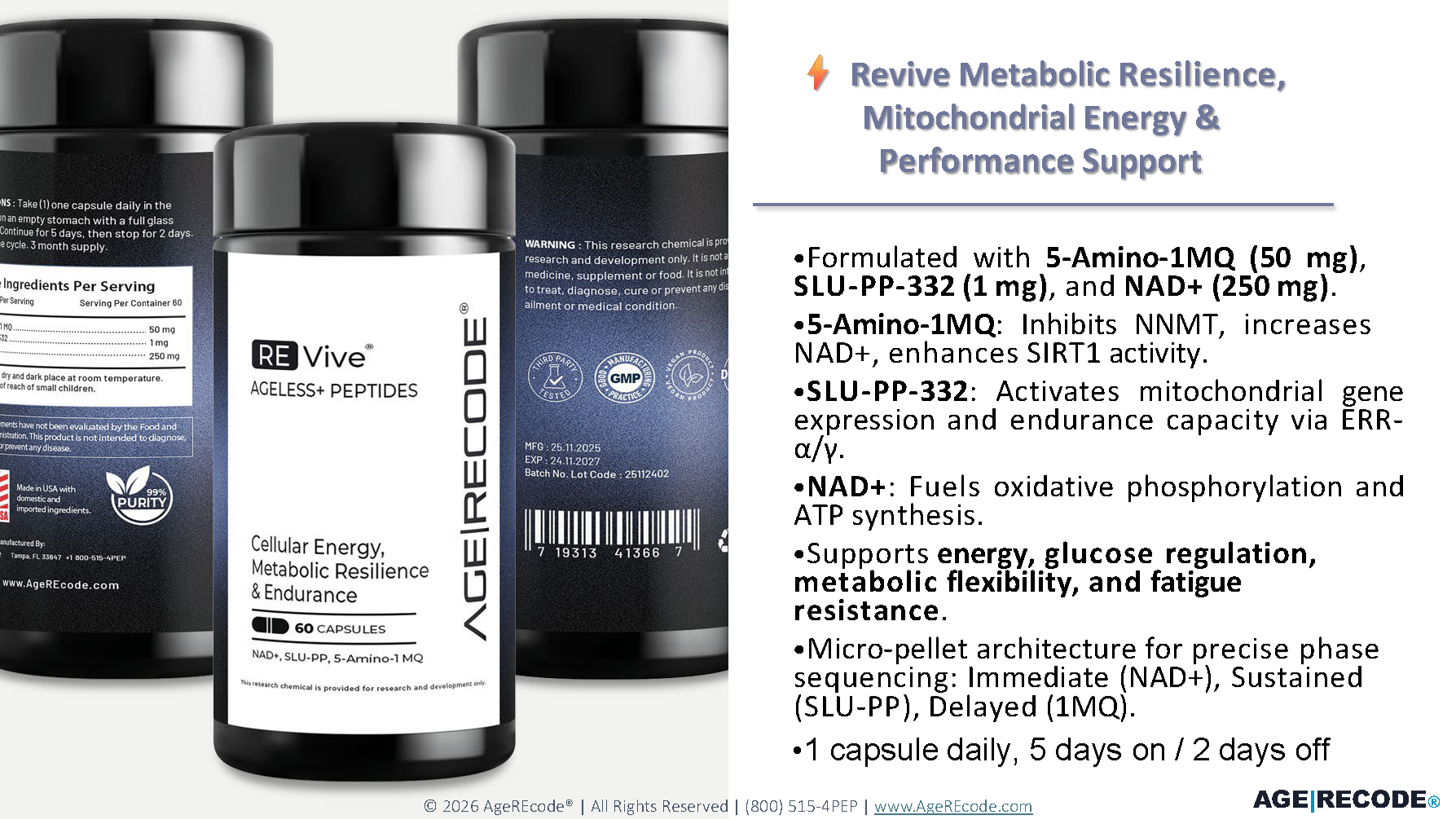 RE-Vive Blend 50/1/250 mg Bottle (60 Capsules)